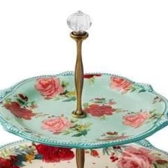 🌺 New Pioneer Woman Cheerful Rose 2 Tier Serving Trays - Holiday Serveware - Picture 6 of 8